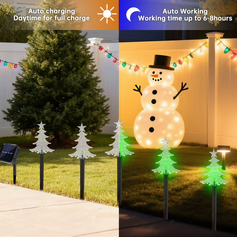 Peach Forest 5er Set Solar Gartenstecker mit 8 Beleuchtungsmodi, Wasserdichte RGB Fee Lampen für Terrasse und Rasen, Grün - Bild 3