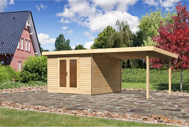 Karibu Holz-Gartenhaus Norrköping mit Pultdach in Braun, B/T: 305 x 305 cm - Bild 1