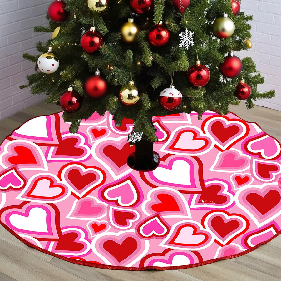 VIKAMA Weihnachtsbaumrock mit Pink Heart Design in Pink für deine Heimdekoration - Bild 5