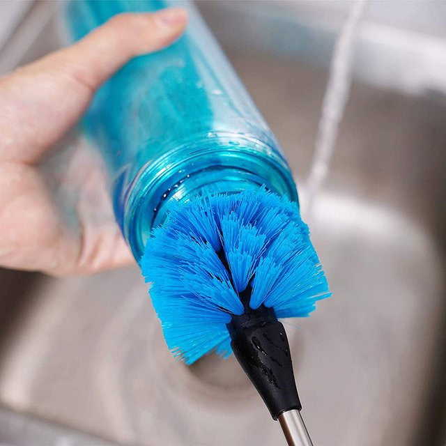 Flaschenbürste mit langem Griff und hängendem Design in Blau zur effektiven Reinigung von Teetassen und Flaschen - Bild 1