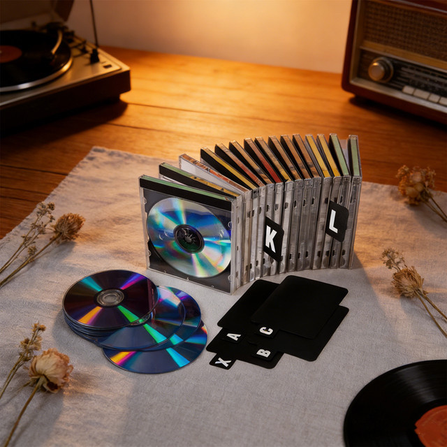 26-teiliges Alphabetisches Trennblatt-Set A-Z in Schwarz aus Kunststoff zur Organisation von CDs, DVDs und Schallplatten - Bild 1