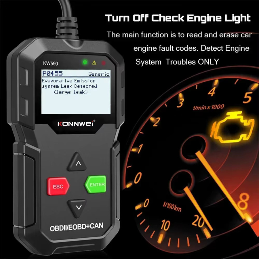 KONNWEI KW590 OBD2 Auto Diagnosegerät zum Auslesen von Fehlercodes in Schwarz - Bild 2