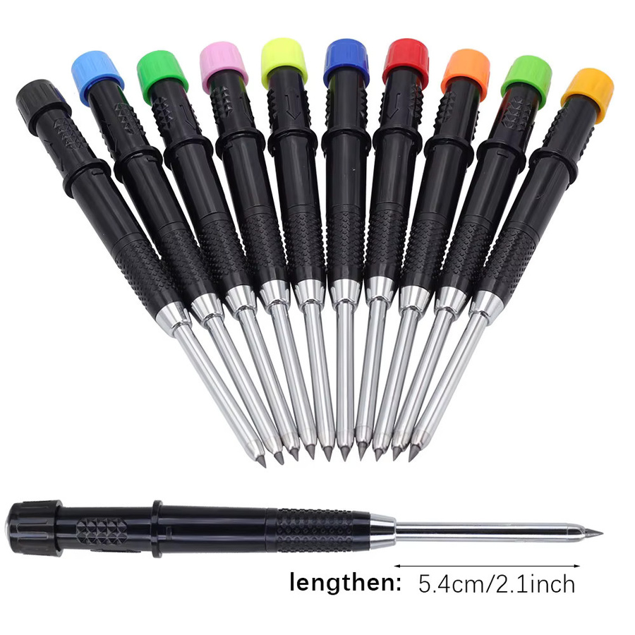 MROOFUL Zimmermannsbleistift-Set mit 100 Minen, 55mm Langkopf-Markierungsstift für Holzbearbeitung und Architektur, 2,8mm Tiefloch-Zeichenwerkzeug, Mehrfarbig - Bild 4