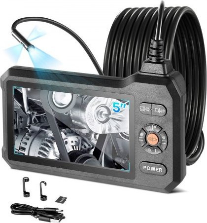 VEVOR Triple Lens Endoskopkamera mit 5 Zoll Bildschirm, 8x Zoom, IP67 Wasserdicht, 5m Kabel, Schwarz - Bild 1