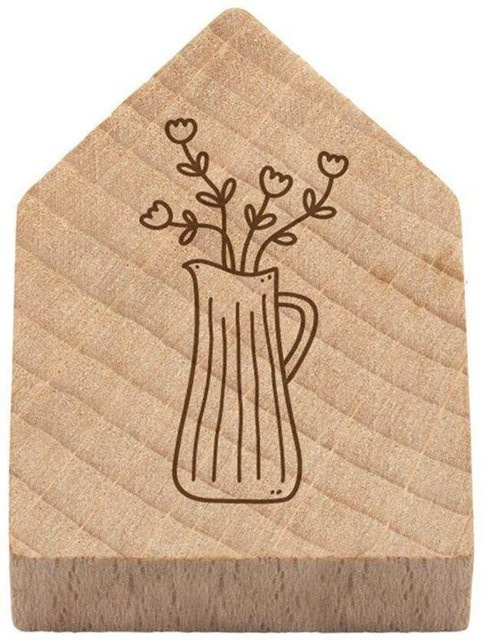 Magnetische Blumenkanne in Form eines Holzhauses von Brunnen-Verlag GmbH in Braun mit floralem Design - Bild 1