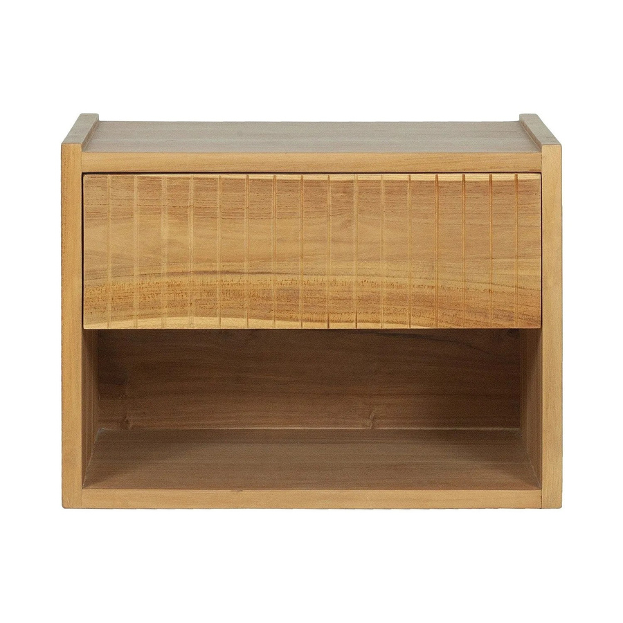 Nachttisch Revuka aus Teakholz in Naturfarben Hell, Wandmontage, Rustikaler Stil, Breite: 47 cm - Bild 2