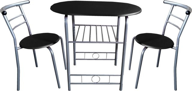 HTI-Living Tischgruppe Merit in Schwarz und Silber mit ovalem Tisch und Stühlen aus MDF und Metall - Bild 1