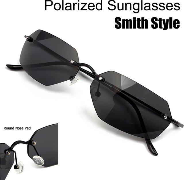 ISENGHUO Matrix Neo Sonnenbrille, randlos, rechteckig, Metall, schwarz, Männer - Bild 1