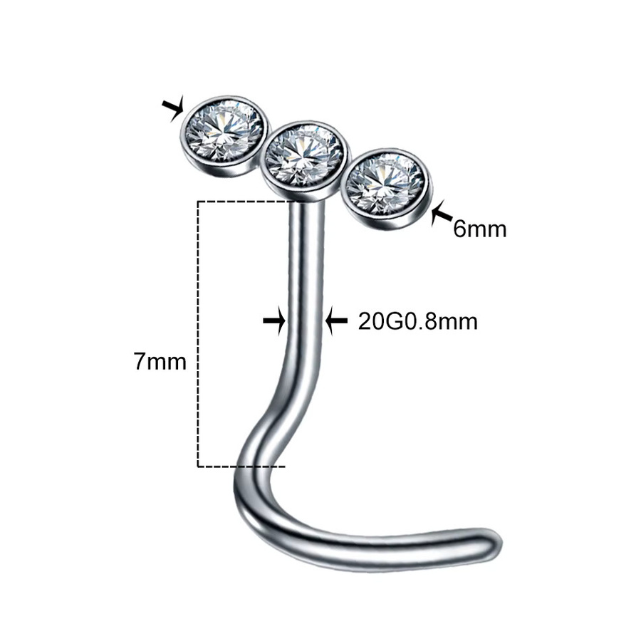 SWANJO Nasenflügel Piercing Nasenschraube, Edelstahl, 7 mm, Cz, Damen - Bild 2