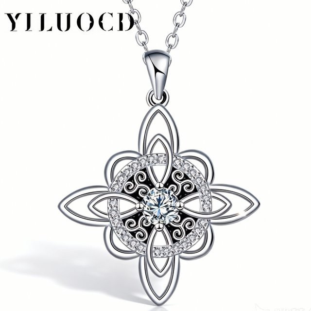 YILUOCD Halskette, 925 Thai-Silber, Zirkonia, Unisex - Bild 1