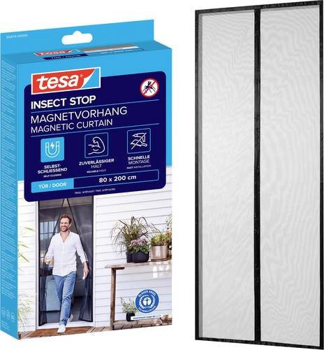 tesa Insect Stop Magnetvorhang Fliegengitter Anthrazit B: 0,80 m x H: 2,00 m - Bild 1
