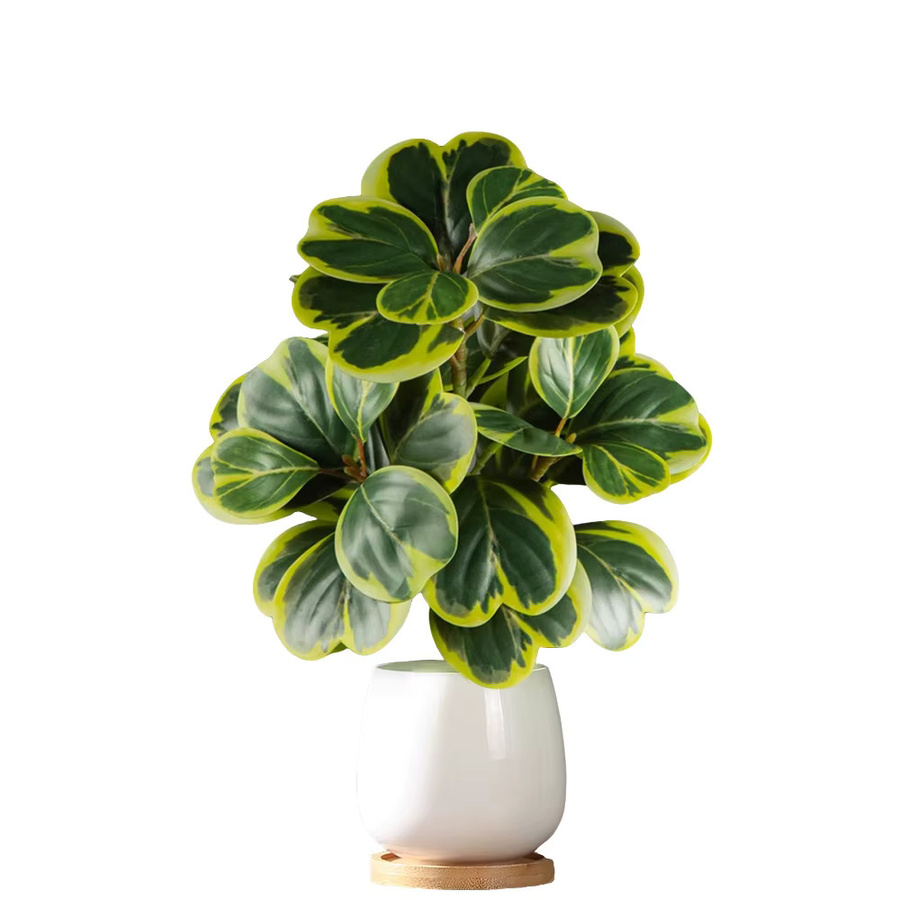 Kmitang Künstlicher Ficus-Baum in Grün, Tropische Geigenfeige als Dekoration für Schreibtisch und Hochzeit, Höhe: 37 cm, Breite: 20 cm - Bild 3