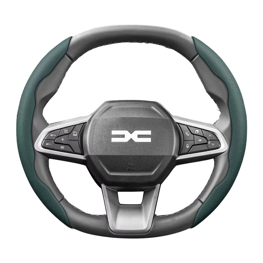 Hocasen Leder-Lenkradbezug für Dacia in Grün mit segmentiertem Schnellverschluss-Design - Bild 4