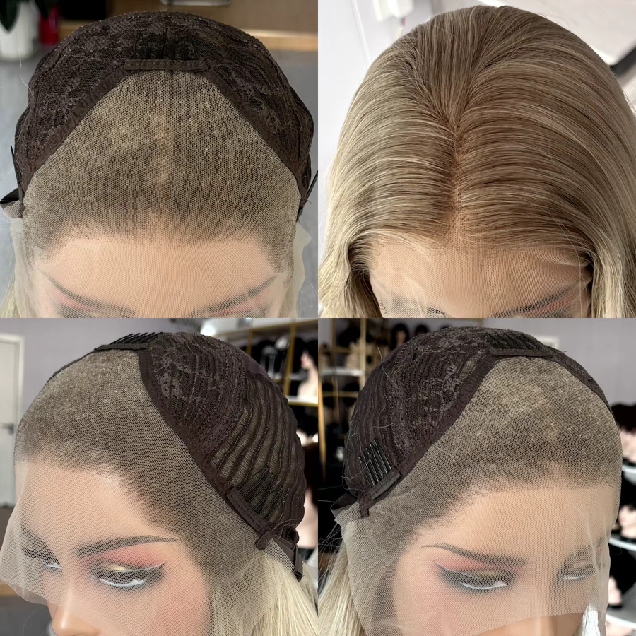 XiuQingCheng Lace-Front-Perücke, blonde braune Ombre, lockig, Damen - Bild 5