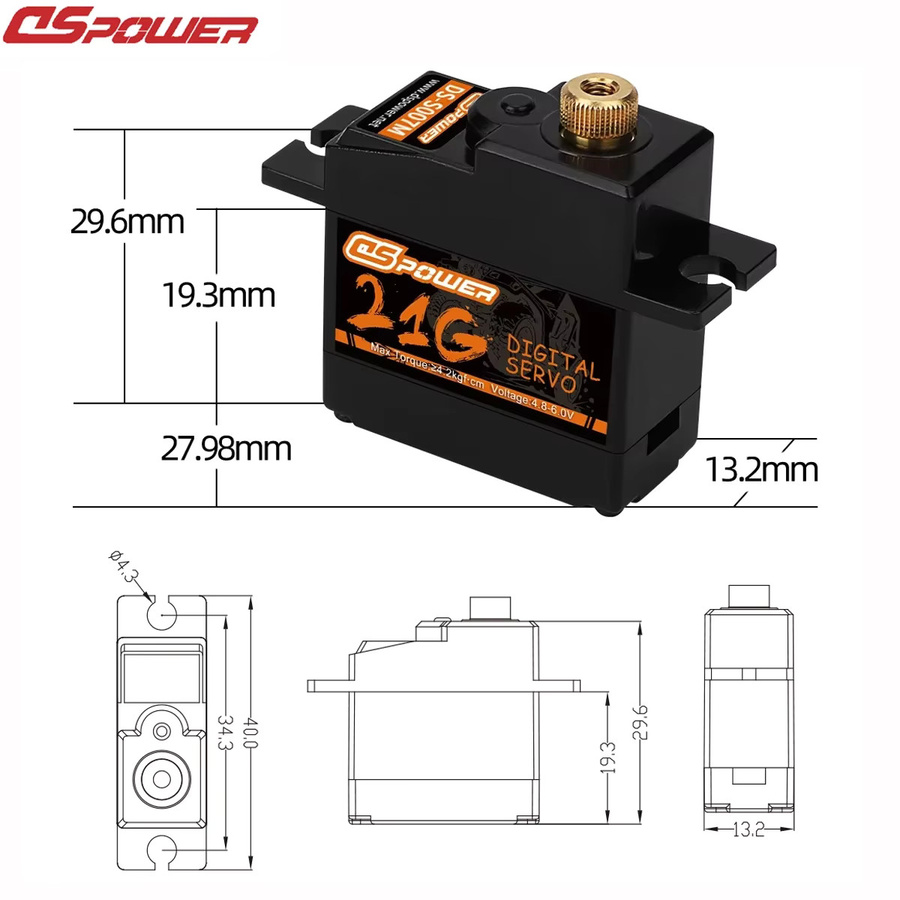 DSPOWER 21G Digital Micro Servo, Metallgetriebe, Wasserdicht, Zubehör - Bild 3