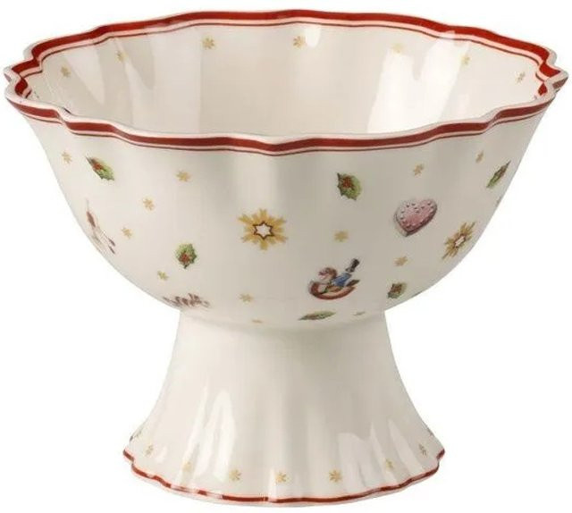Villeroy & Boch Toy's Delight Dessertschale auf Fuß aus Porzellan, Weiß/Rot, Durchmesser: 15,2 cm - Bild 1