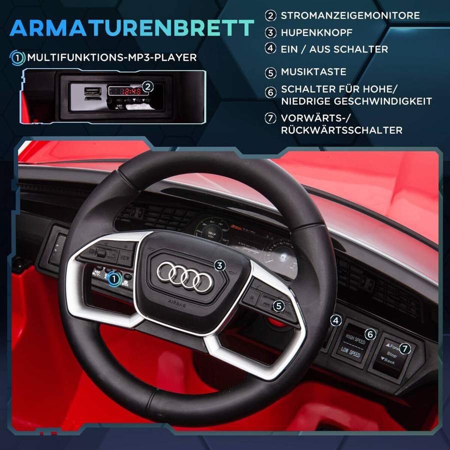 HOMCOM Sportwagen Elektroauto Kinderfahrzeug mit Musik Rot - Bild 3