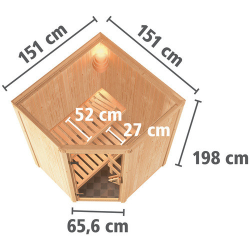 Karibu Sauna Tartu für 3 Personen mit 9 kW Saunaofen und integrierter Steuerung, beige - Bild 2