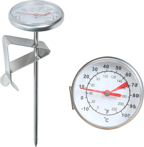 HAVMORE Zifferblatt-Thermometer aus Edelstahl in Silber für Kaffeekannen und Milchaufschäumer zur Temperaturmessung von 0 bis 100 Grad Celsius - Bild 1