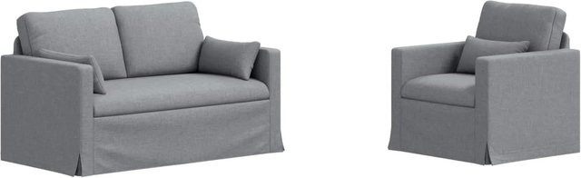 vidaXL 2-teiliges Sofa Hellgrau aus Stoff mit Metallrahmen B/T/H: 139 x 78 x 80 cm und 78 x 78 x 80 cm - Bild 1