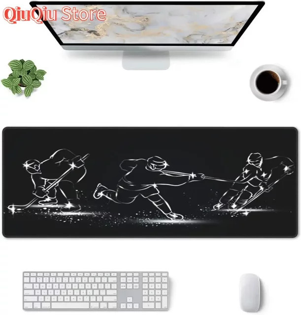 Potdemiel Eishockey-Gaming-Mauspad Schwarz, professionelle E-Sport-Mäusematte mit rutschfester Gummiunterseite - Bild 1