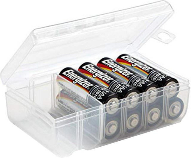 CANAMEK Batterie-Aufbewahrungskoffer mit 6 Steckplätzen für AA und AAA Batterien, transparentes Kunststoffgehäuse - Bild 1
