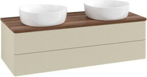 V&B Waschtischunterschrank Antao mit Frontstruktur in Walnuss, B/T/H: 120 x 50 x 50 cm - Bild 1