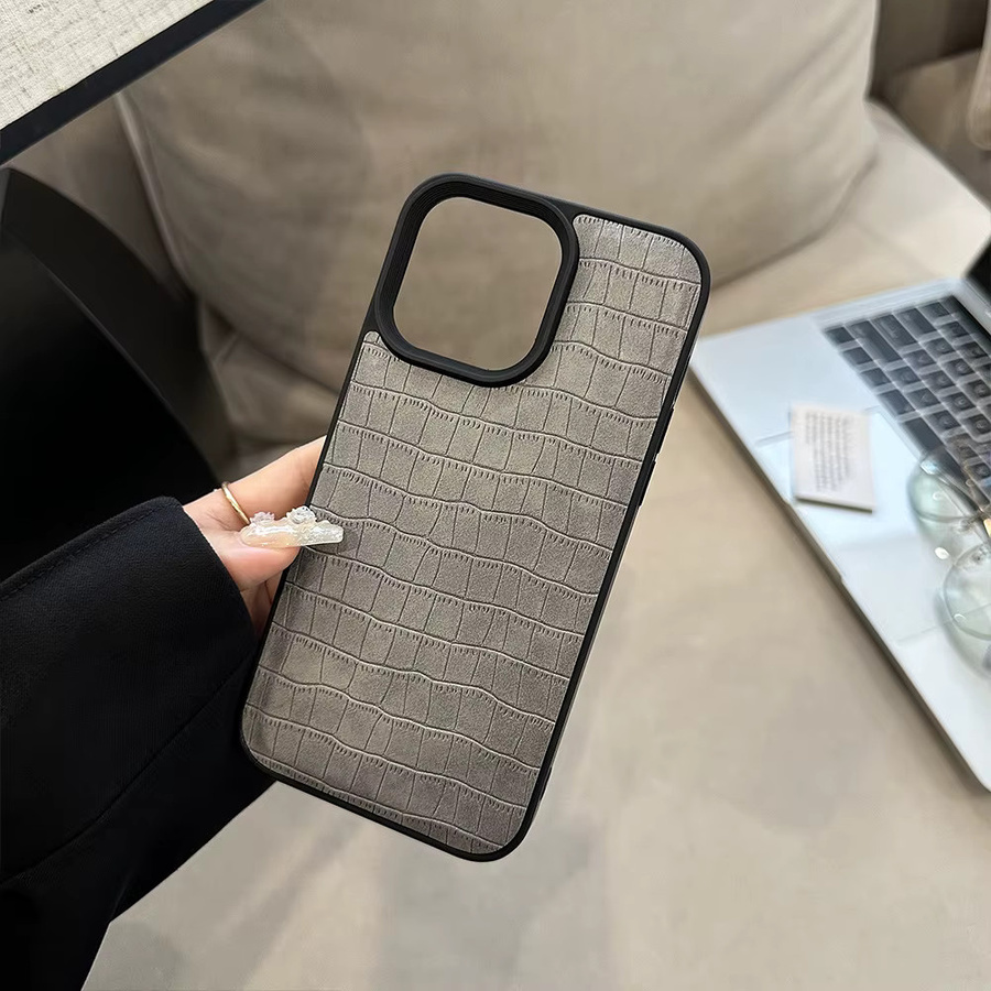 Stoßfeste Handyhülle aus Krokodilleder mit Textur für iPhone 17, 16, 15, 14, 13, 12, 11 Pro Max von MUQGEW - Bild 6