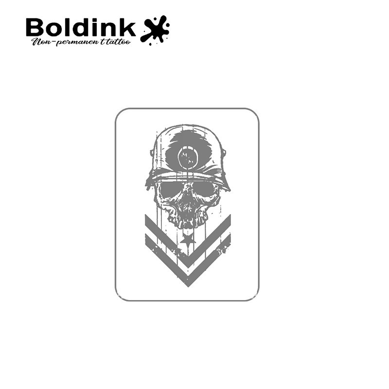 Boldink Temporäres Tattoo Totenkopf mit Helm, wasserfest, semi-permanent - Bild 3