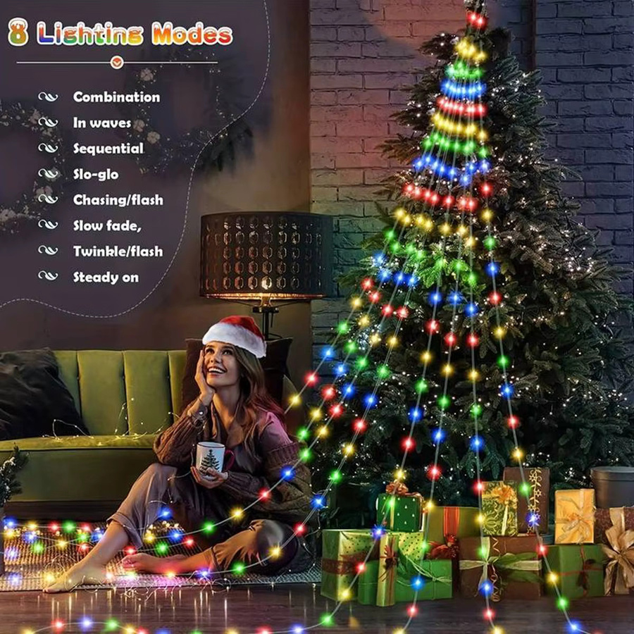 Peach Forest LED Wasserfall Lichterkette mit 180 LEDs, RGB Multicolour, USB-Anschluss, Eiszapfen-Design für Weihnachtsdekoration und Outdoor-Einsatz - Bild 2