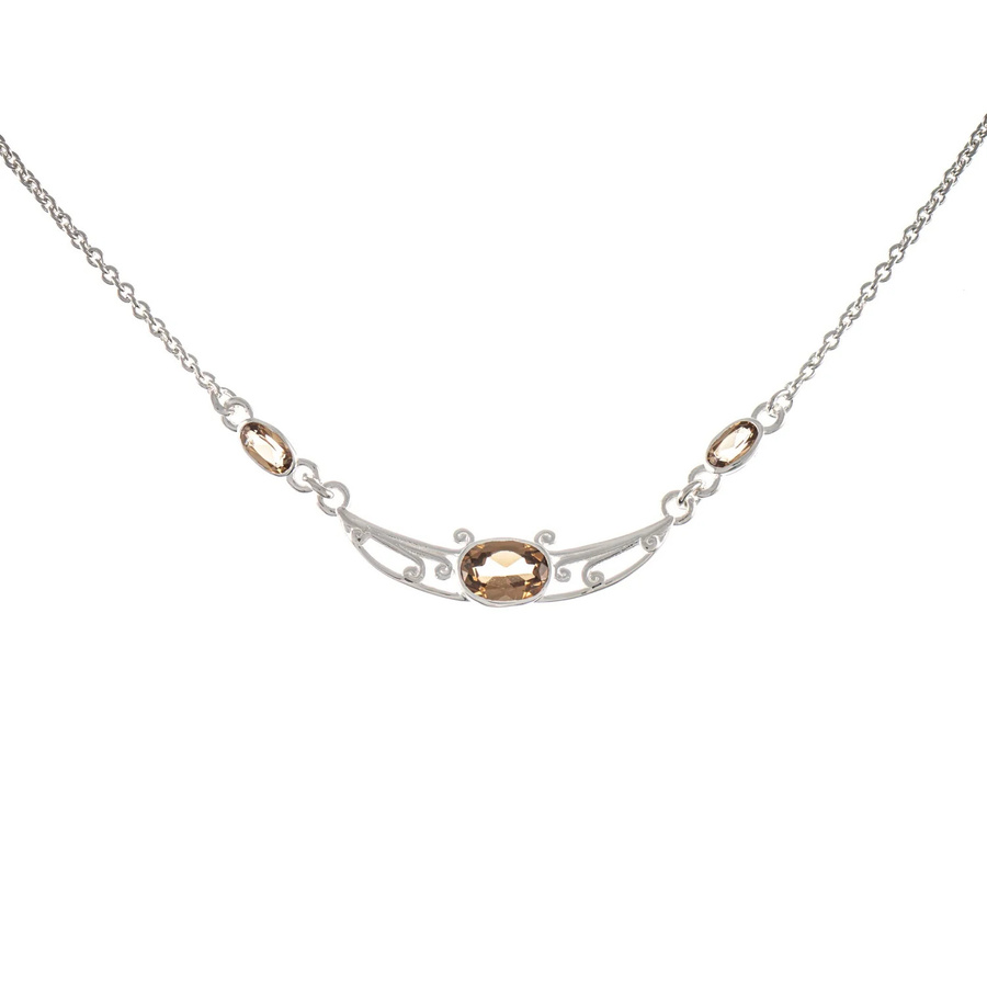 Collier 925 Silber, Zirkonia, cognac, Unisex - Bild 1