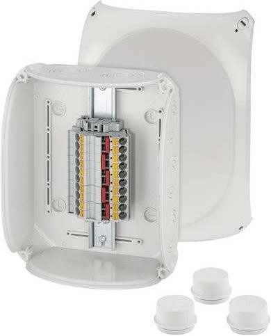 Hensel Abzweigkasten mit Schraubklemmen, halogenfrei, Weiß, B: 20,5 cm, L: 25,5 cm, 2 Stück - Bild 1