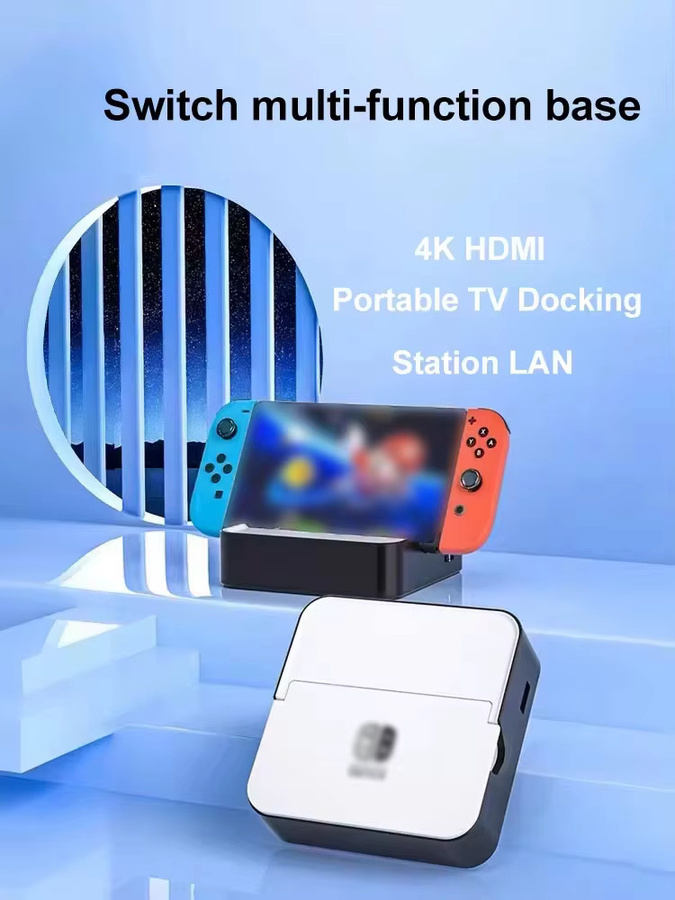 RGEEK TV-Dockingstation für Nintendo Switch OLED, schwarze Ladestation mit USB-C, HDMI und RJ45 für 4K UHD Videokonvertierung - Bild 4