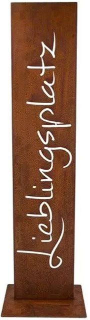 Rostikal Lieblingsplatz Schild aus Cortenstahl mit Edelrost Patina in Braun für Garten und Terrasse - Bild 1