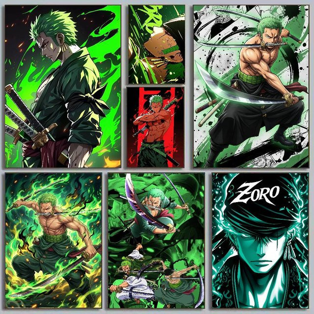 One Piece Zoro Anime Swordsman Poster von Bandai als wasserfeste Wandillustration in Mehrfarben - Bild 1