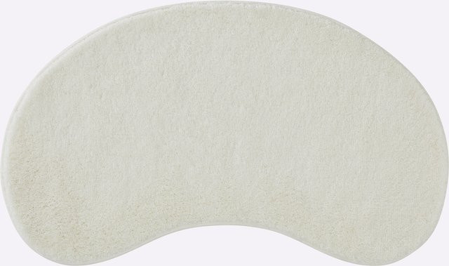 Rutschhemmende Badematte in Nierenform aus 100% Polyacryl in Beige und Weiß, für Fußbodenheizung geeignet - Bild 1