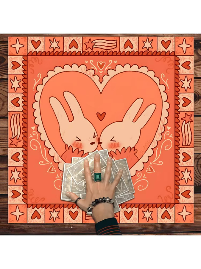 VIKAMA Love Rabbit Tarot-Kartentischdecke im Boho-Stil für deine Wahrsagungszeremonie und als Altartuch - Bild 5