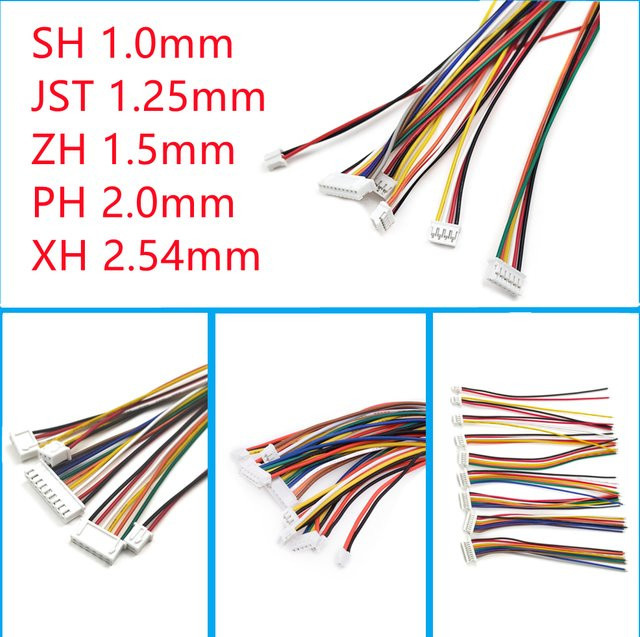 ZSDZFYLLK Set aus 5 Stück weiblichen Steckern mit Draht in verschiedenen Abständen von 1,0 mm bis 2,54 mm und Polzahlen von 2 bis 12P, mehrfarbig - Bild 1