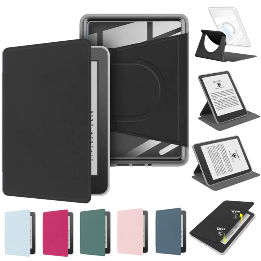 Auto Wake/Sleep E-Reader-Hülle für Kindle Paperwhite 12. Generation 2024, 7 Zoll, Colorsoft, magnetisch, abnehmbar und verstellbar, Schwarz - Bild 2