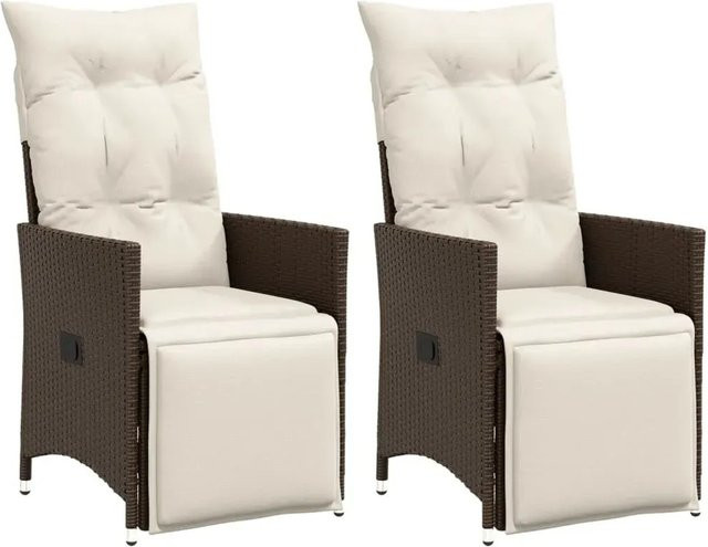 vidaXL Gartensessel Set aus Polyrattan mit Kissen, 2 Stück, Braun/Weiß, modern mit Armlehnen - Bild 1