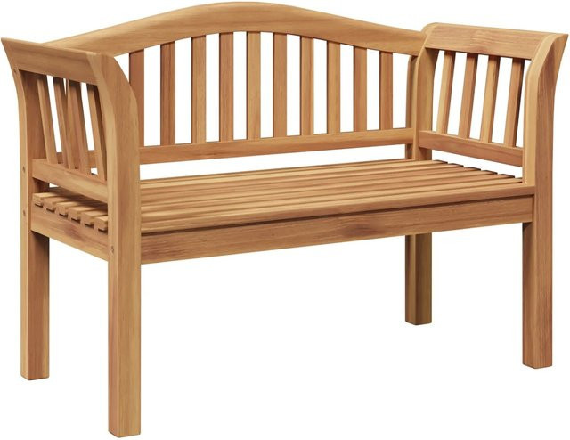 vidaXL Gartenbank aus Massivholz Teak in Braun, wetterfest und UV-beständig, B/T/H: 120 x 53,5 x 85 cm - Bild 1