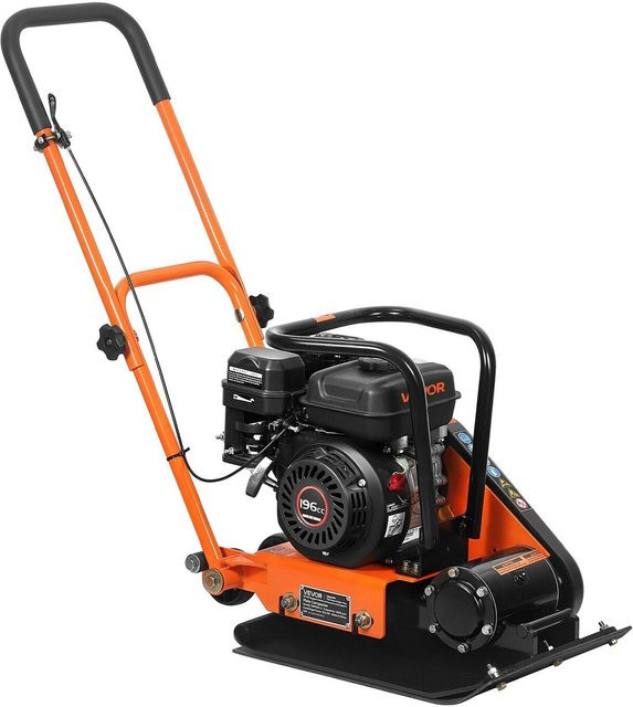 Gehbare Rüttelplatte von Buying Solutions, MB mit 6,5 PS Benzinmotor, 196 ccm, 5600 VPM und 10,5 kN Verdichtungskraft, Platte: 51 x 37 cm, Farbe: Schwarz-Orange - Bild 1