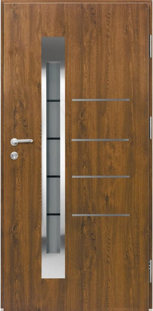Splendoor Thermospace Haustür Berlin Prime in Nussbaum mit Glaseinsatz, Farbe: Braun, H x B: 210 x 100 cm, Rechtsausführung - Bild 1