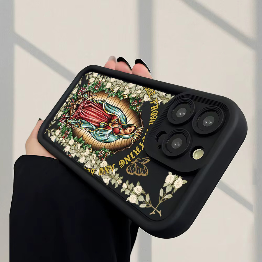Handyhülle mit Jungfrau Maria-Muster für Apple iPhone 17, 16, 15 Serie in Schwarz und Multicolour - Bild 3