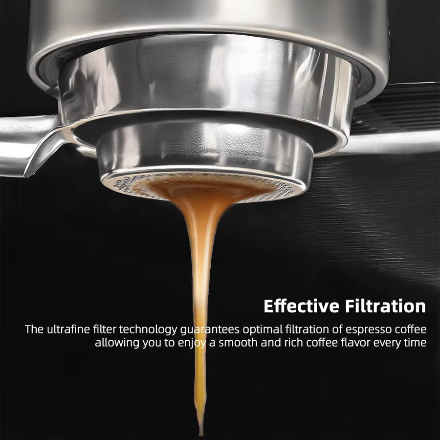 Dalinwell Filterkorb mit Griff aus Edelstahl in Silber, 58 mm, für vier Tassen, wiederverwendbarer Kaffeefilter und Pulverschüssel - Bild 3