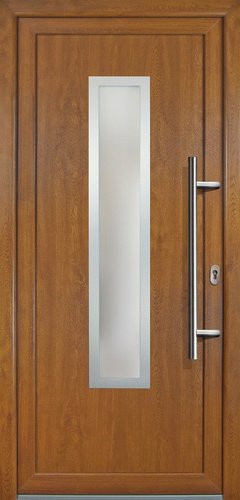 Meeth Kunststoff-Haustür Signum Exklusiv in Golden Oak mit satiniertem Glaseinsatz, Farbe Gold/Braun, H x B x T: 200 x 88 x 7 cm - Bild 1