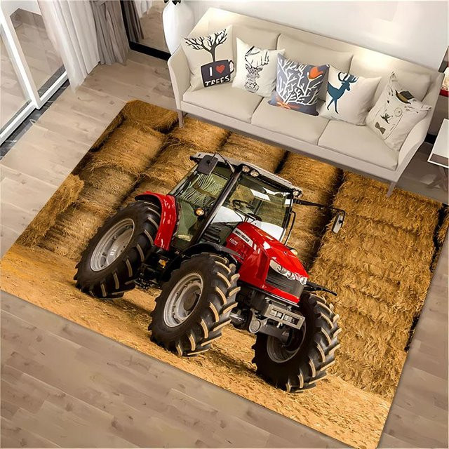 Karpetti Anti-Rutsch Teppich mit Auto und Traktor Muster, Mehrfarbig, B/B: 80 x 50 cm - Bild 1