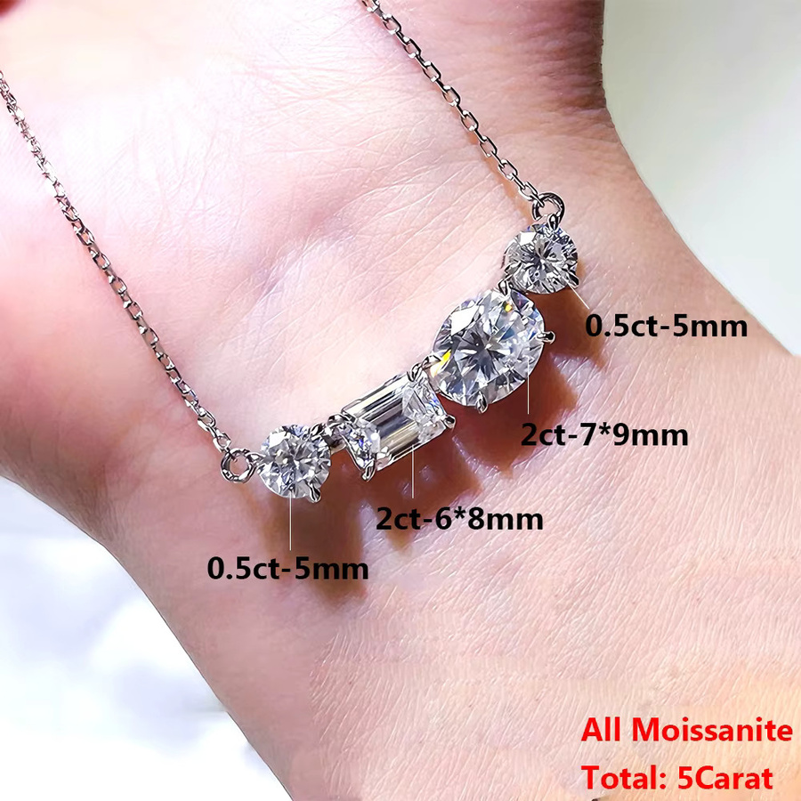 BXINY Halskette 4-Stein-Anhänger, 925 Silber, Diamant, Damen - Bild 3