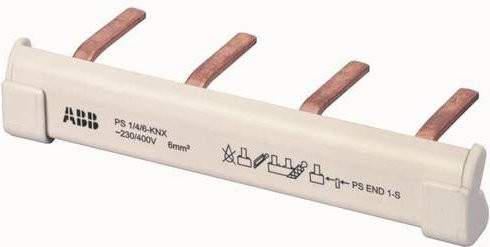 ABB PS 1/4/6-KNX Sammelschiene, 1 Phase, 4 Kontakte, 6mm², 40A, 10 Stück, Weiß - Bild 1