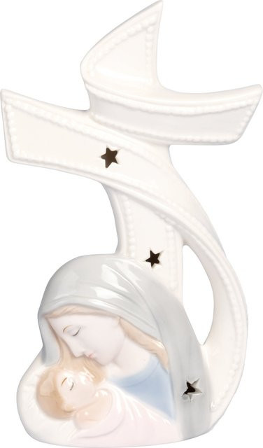 LED-Porzellankreuz Maria mit dem Kinde von viva domo in Weiss für deine Weihnachtsdekoration - Bild 1